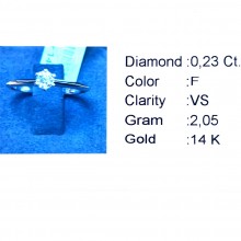 Златен дамски пръстен с диамант 0,23Ct. чистота:VS размер:54 модел:42881-6