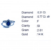 Златен пръстен със сапфир 0.77Ct. и диаманти 0.31Ct. чистота:SI размер:54 модел:42927-1